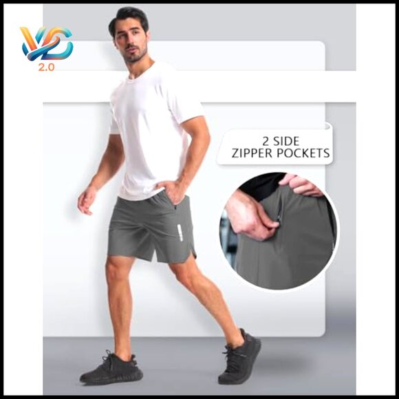 Men's Athletic Shorts 7-Inch Inseam Quick Dry Lightweight Running Workout - Picture 6 of 7